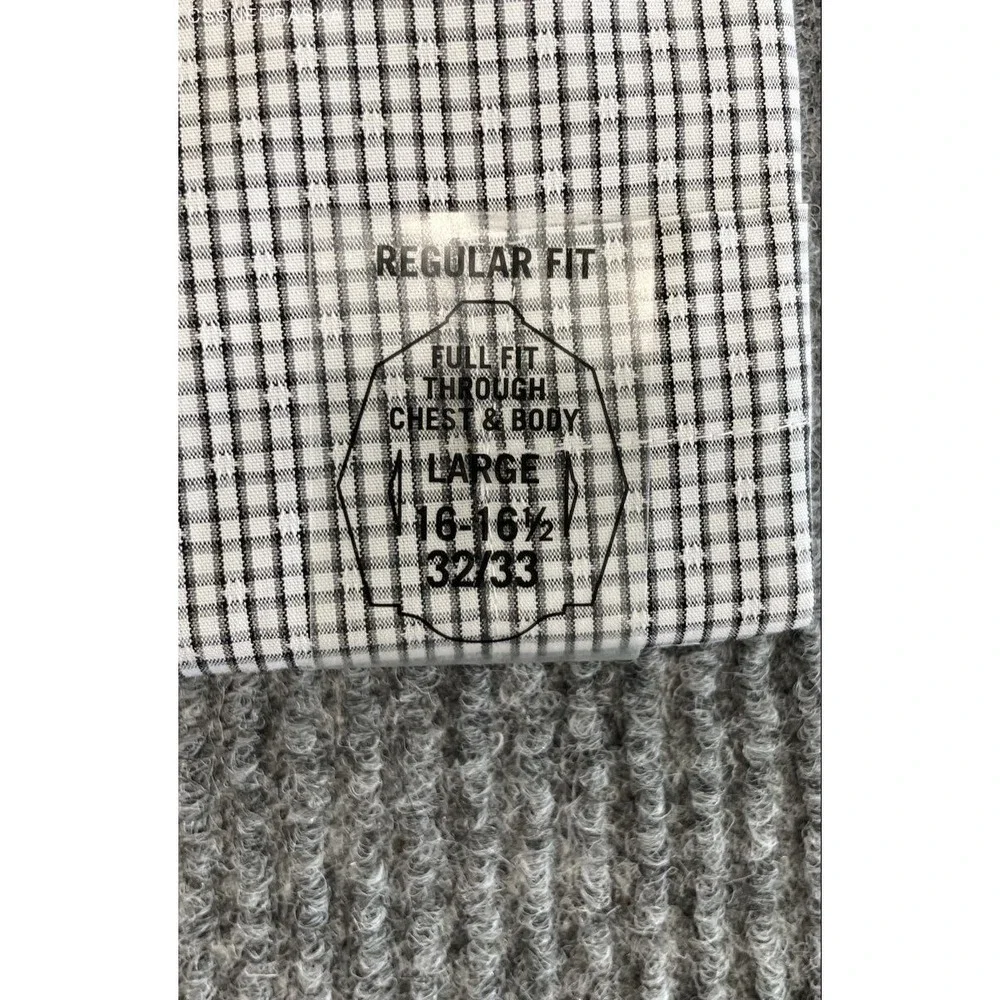 Van Heusen Men's Dress Shirt Flex Collar Regular Fit Black White Check NWT Sz L